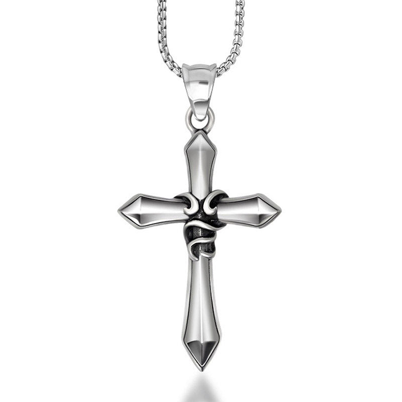 Men's Stylish Titanium Steel Cross Sword Pendant Necklace - Premium Wholesale Accessory