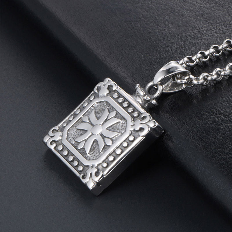 Elegant Titanium Steel Square Pendant Necklace for Unisex