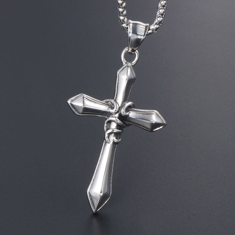 Men's Stylish Titanium Steel Cross Sword Pendant Necklace - Premium Wholesale Accessory