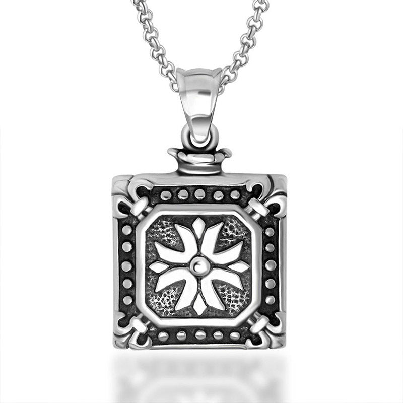 Elegant Titanium Steel Square Pendant Necklace for Unisex