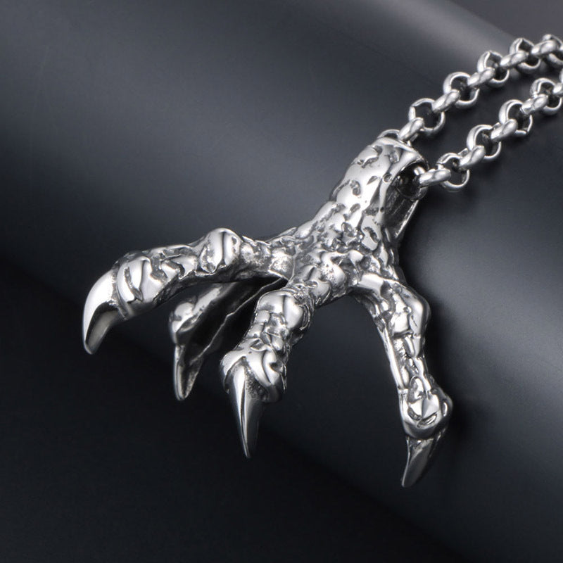 Titanium Steel Punk Dragon Claw Pendant Necklace for Men - Wholesale Jewelry Trend