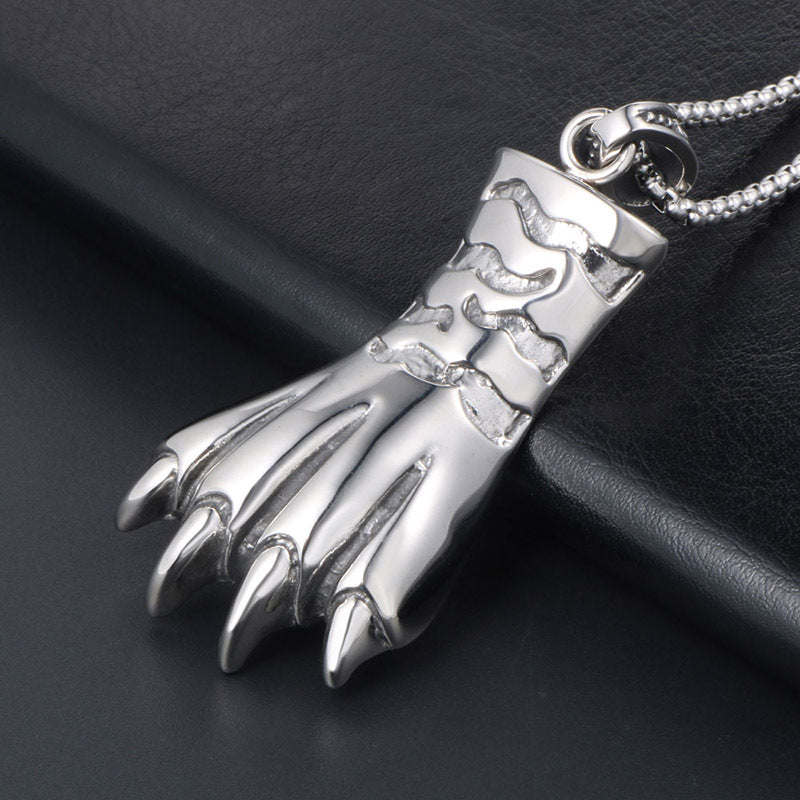 Titanium Steel Bear Claw Pendant Necklace - Trendy Hip Hop Rock Accessories for Men