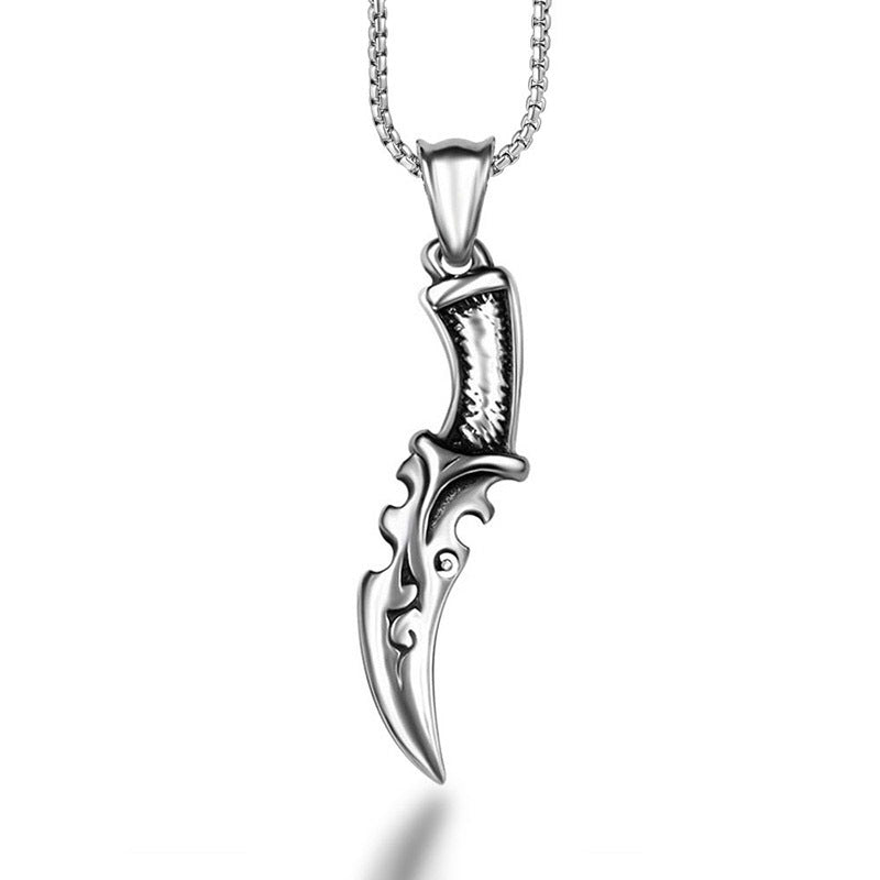 Edgy Titanium Steel Dagger Pendant Necklace for Men - Wholesale Fashion Accessory