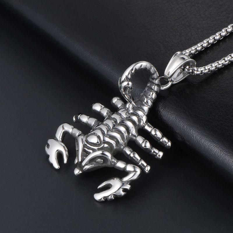 Men's Personalized Titanium Steel Scorpion Pendant Necklace - Unique Animal Design for Cross-Border Style