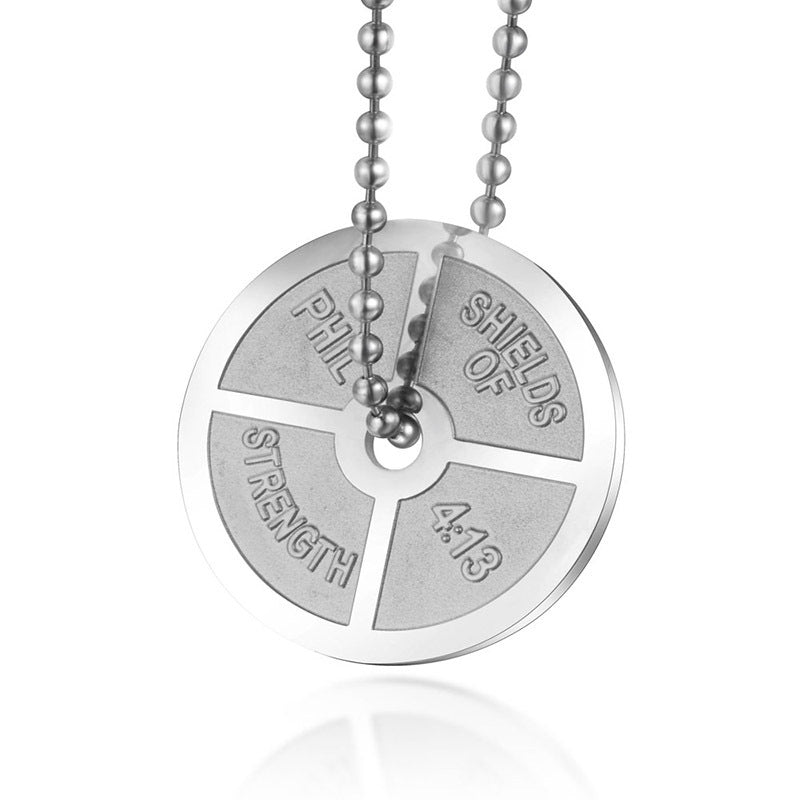 Titanium Steel Barbell Pendant Necklace for Men - European and American Fashion Fitness Accessory