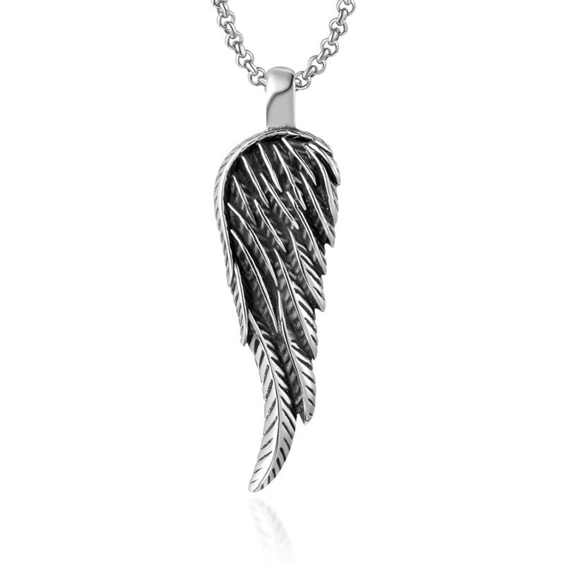 Customizable Retro Feather Wing Necklace for Men - Statement Rock Jewelry