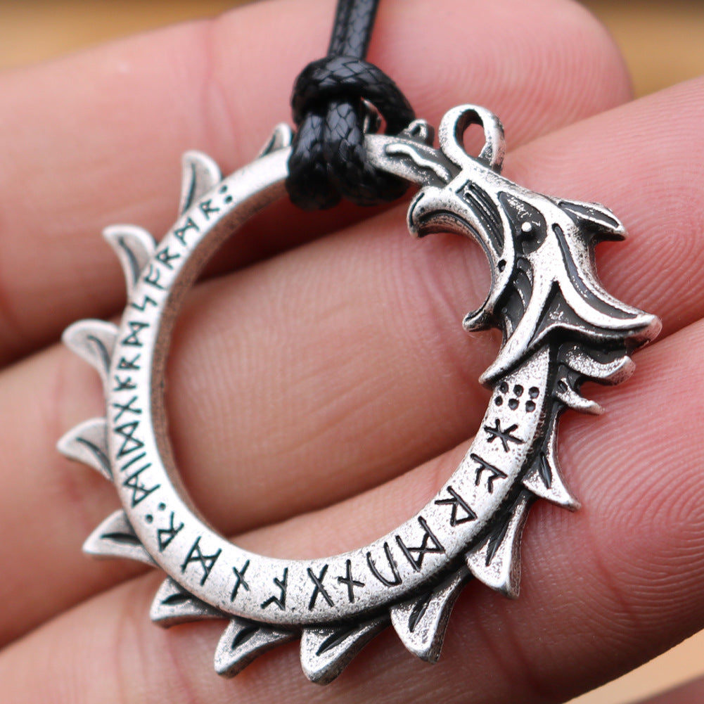 Viking Leader Runa Rune Pendant Men's Alloy Necklace - Norse Legacy Collection