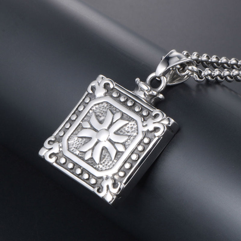 Elegant Titanium Steel Square Pendant Necklace for Unisex