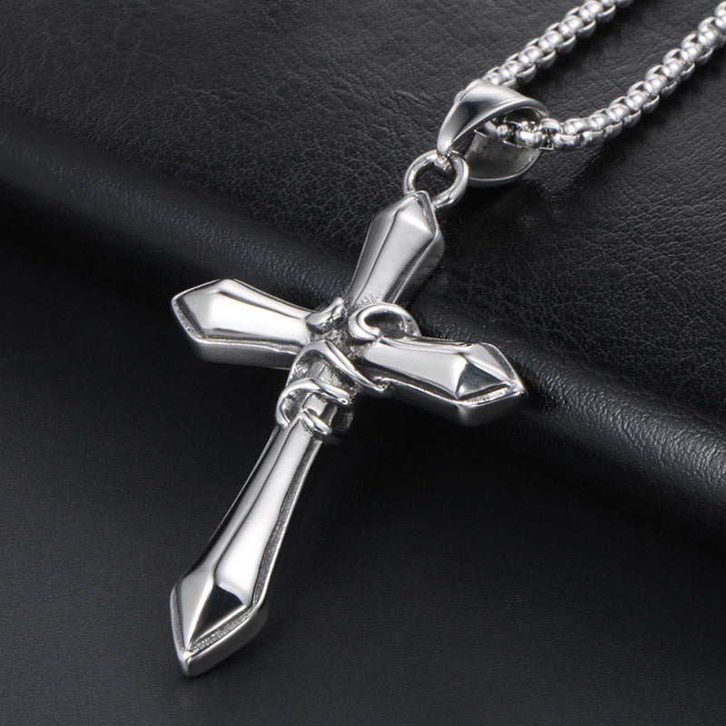 Men's Stylish Titanium Steel Cross Sword Pendant Necklace - Premium Wholesale Accessory