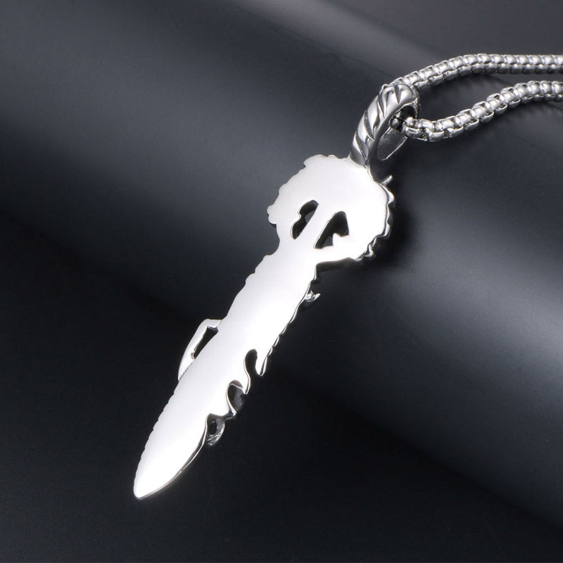 Men's Retro Feather Werewolf Titanium Steel Pendant Necklace from Planderful Collection