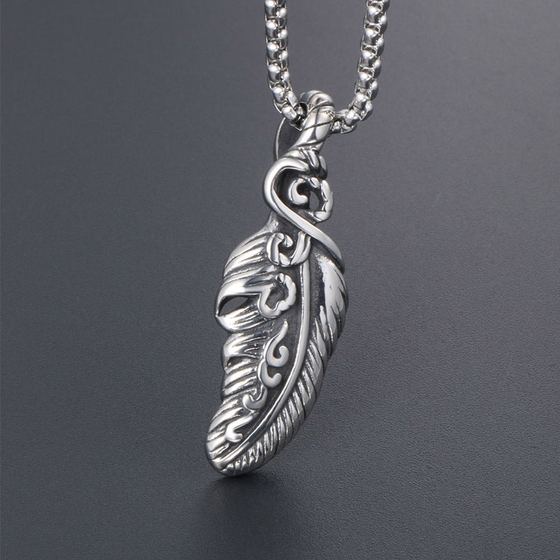 Personalized Titanium Steel Feather Wings Pendant Necklace for Boys and Girls