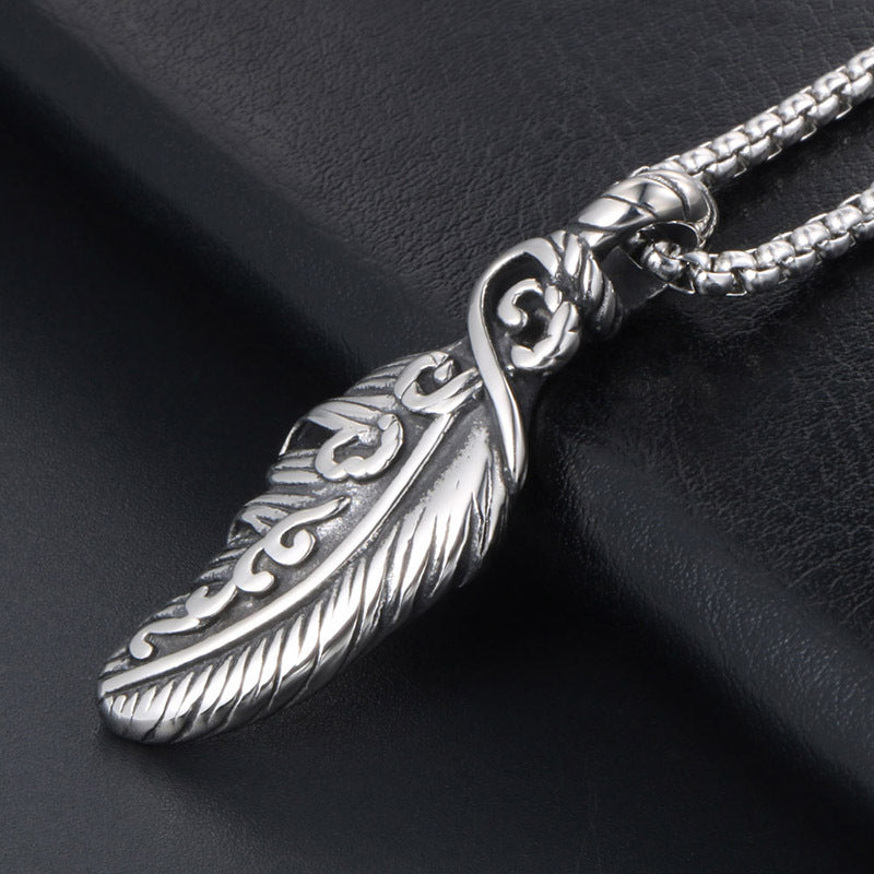 Personalized Titanium Steel Feather Wings Pendant Necklace for Boys and Girls