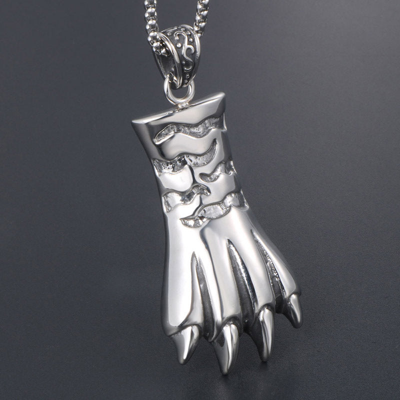 Titanium Steel Bear Claw Pendant Necklace - Trendy Hip Hop Rock Accessories for Men