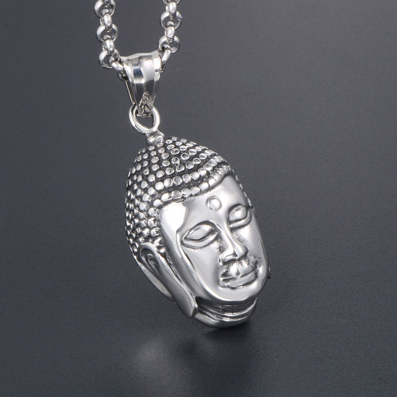 Sakyamuni Buddha 3D Pendant Necklace for Men in Titanium Steel