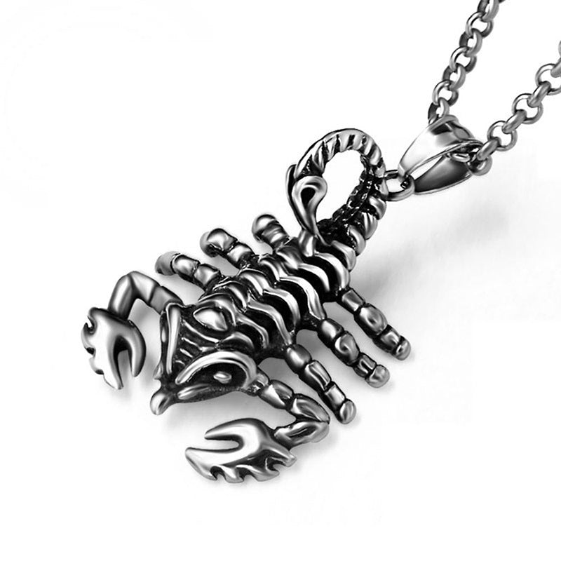 Men's Personalized Titanium Steel Scorpion Pendant Necklace - Unique Animal Design for Cross-Border Style