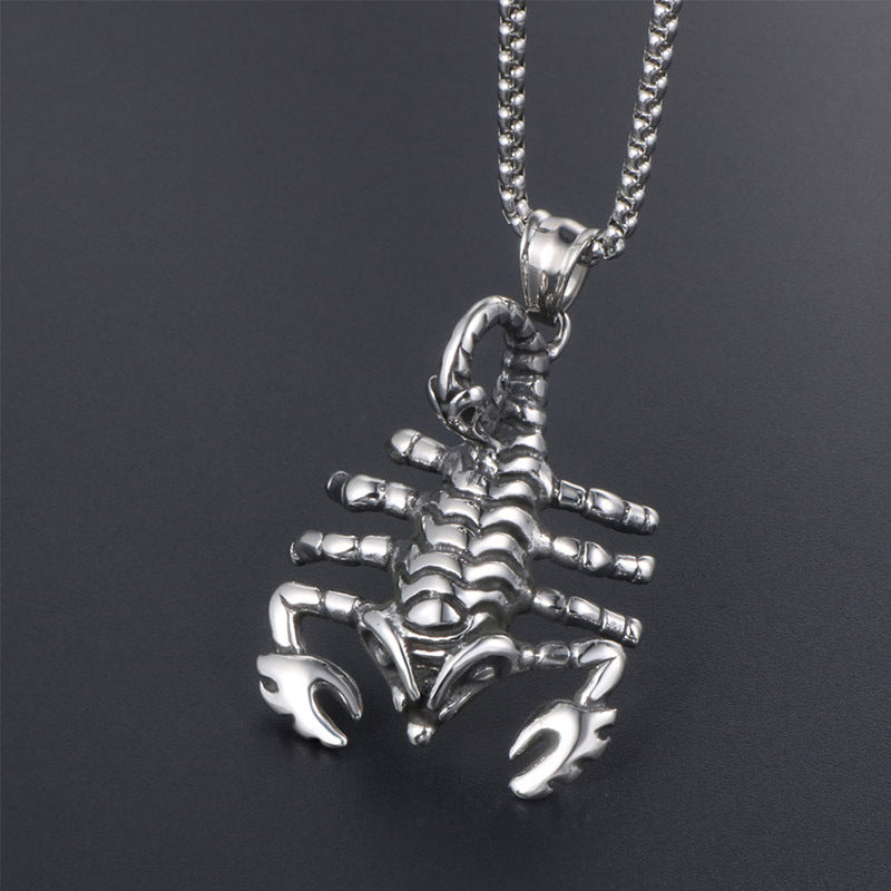 Men's Personalized Titanium Steel Scorpion Pendant Necklace - Unique Animal Design for Cross-Border Style