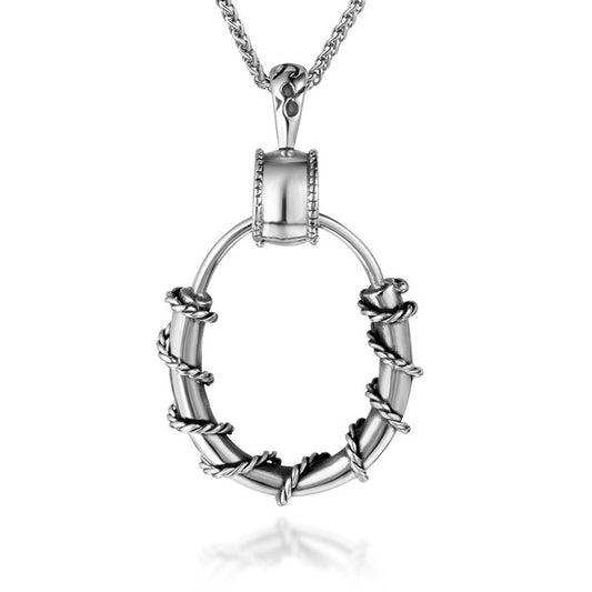 Stylish Rattan-Inspired Titanium Steel Pendant Necklace for Men