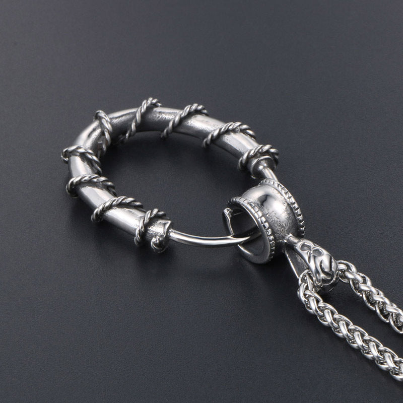 Stylish Rattan-Inspired Titanium Steel Pendant Necklace for Men