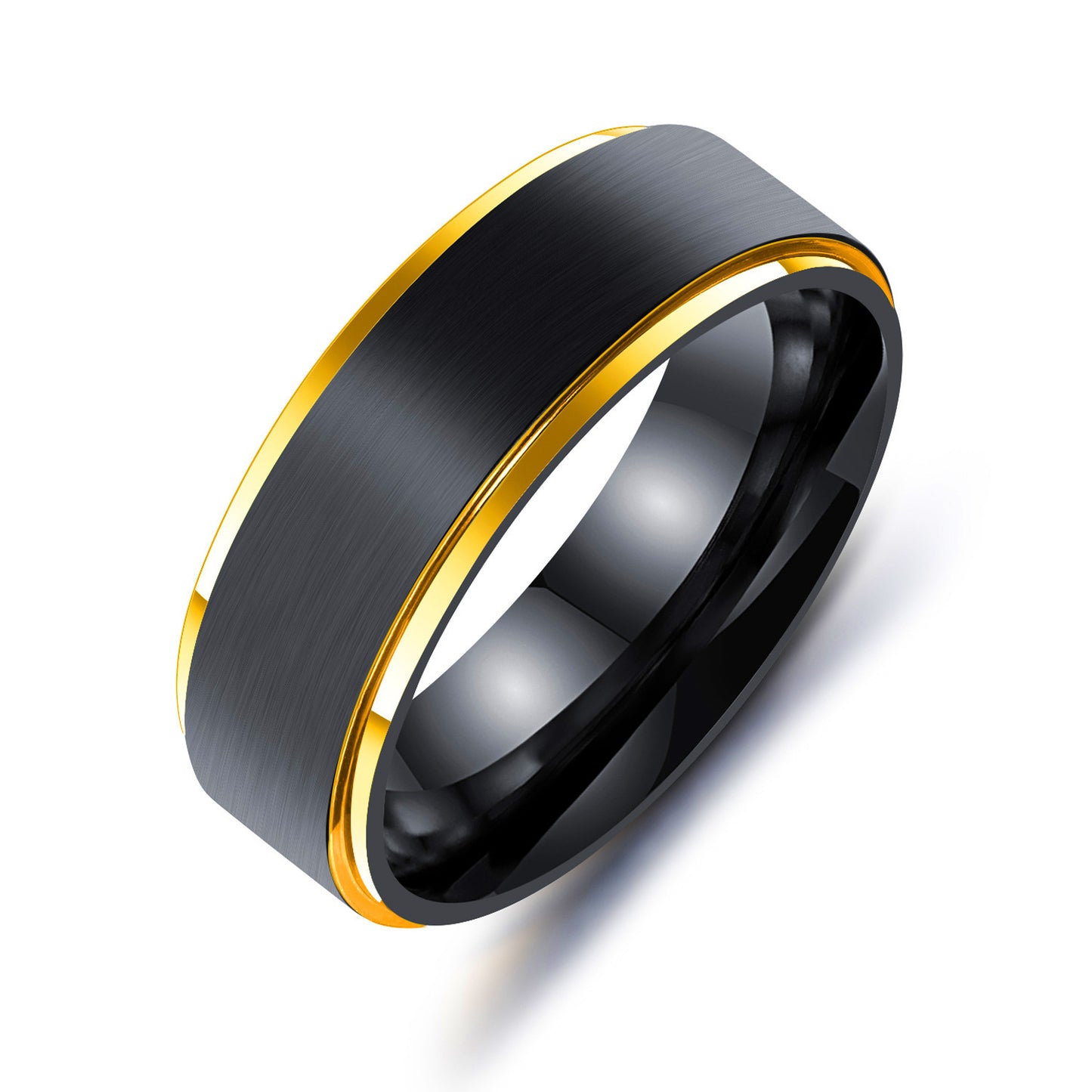 European and American Men's Titanium Steel Rings Set in Seven Color Black Gold Lassa Electroplated Design