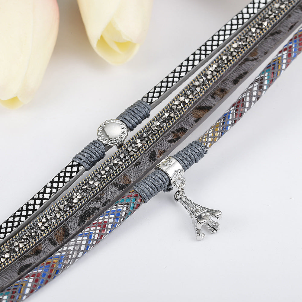 Vienna Verve Multi-layer Leather Bracelet with Magnetic Buckle