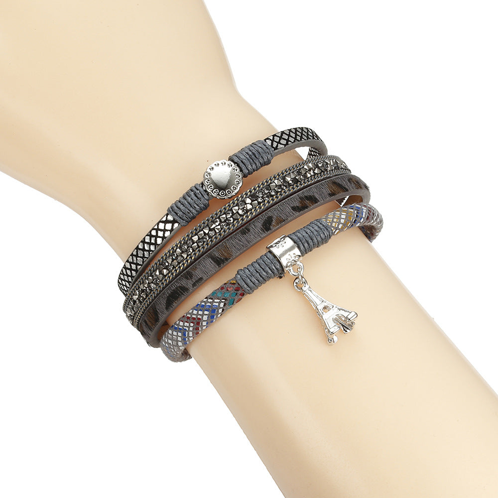 Vienna Verve Multi-layer Leather Bracelet with Magnetic Buckle