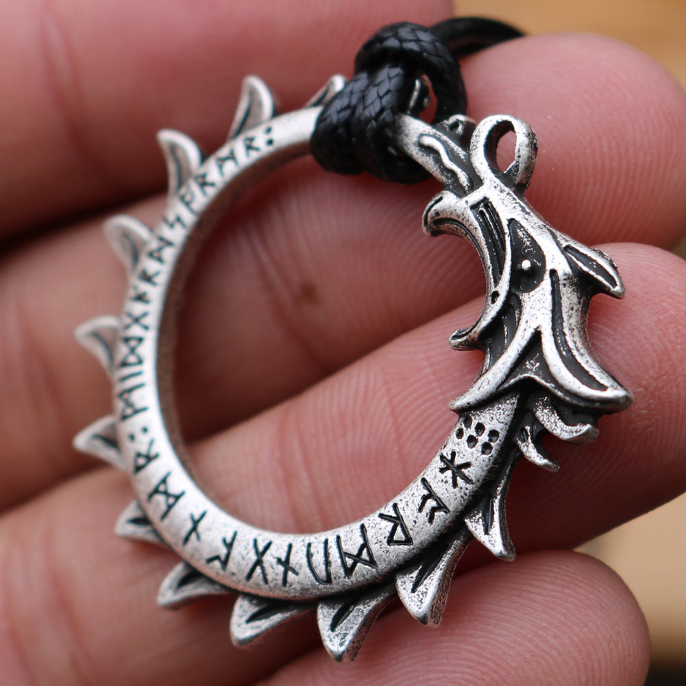 Viking Leader Runa Rune Pendant Men's Alloy Necklace - Norse Legacy Collection