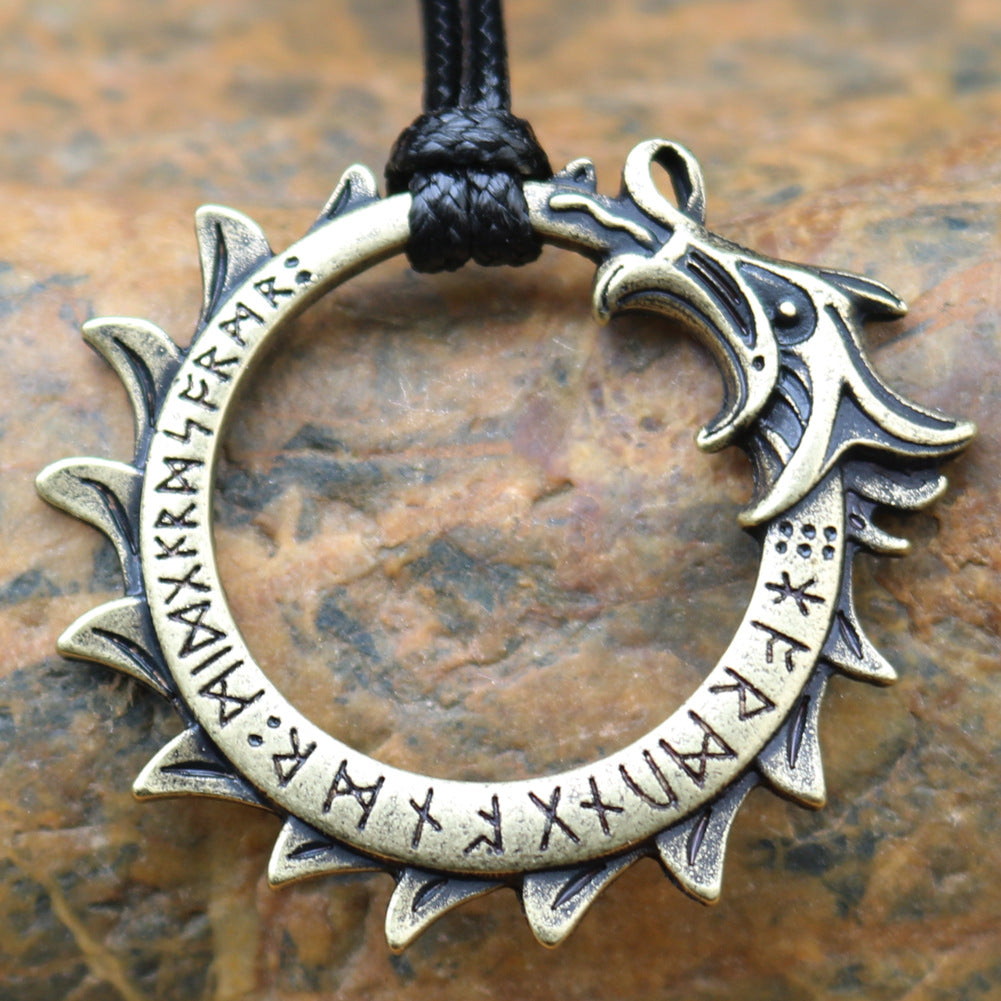 Viking Leader Runa Rune Pendant Men's Alloy Necklace - Norse Legacy Collection