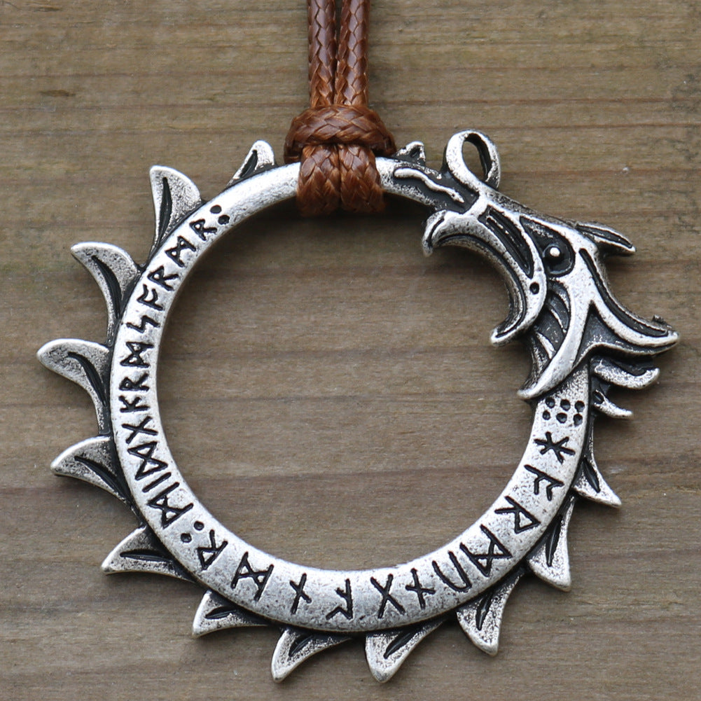 Viking Leader Runa Rune Pendant Men's Alloy Necklace - Norse Legacy Collection