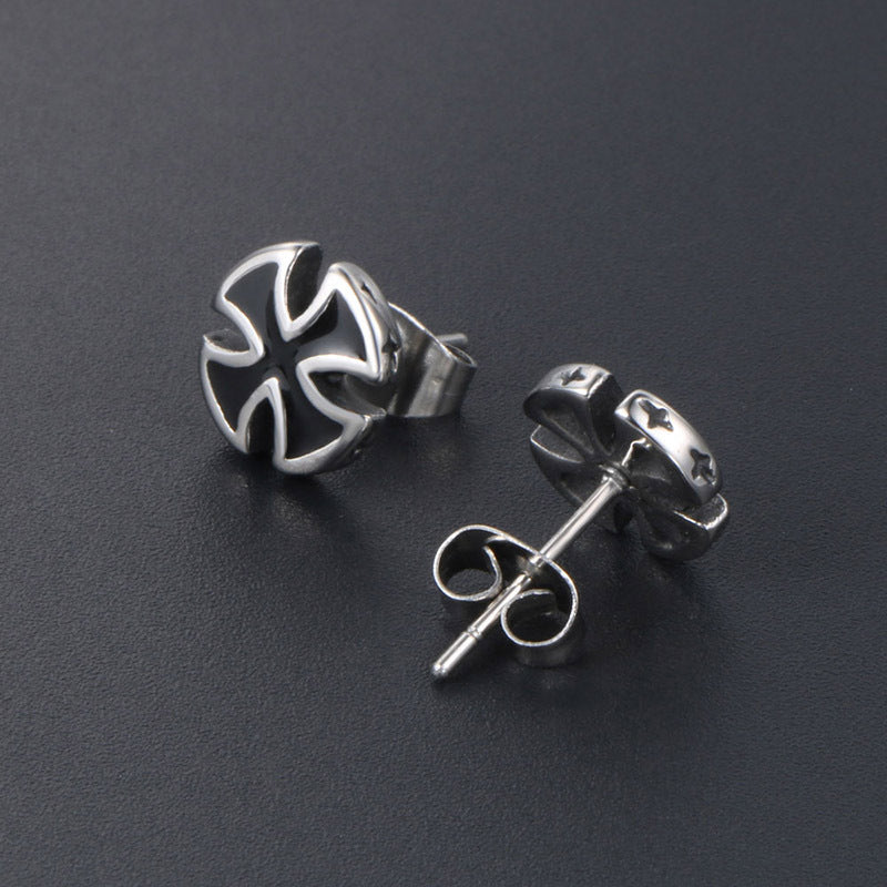 Unisex Titanium Steel Cross Drip Earrings - Stylish Personalized Ear Accessories