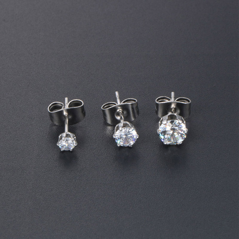 Men's Titanium Steel Zircon Stud Earrings - Elegant Gift for Valentine's Day