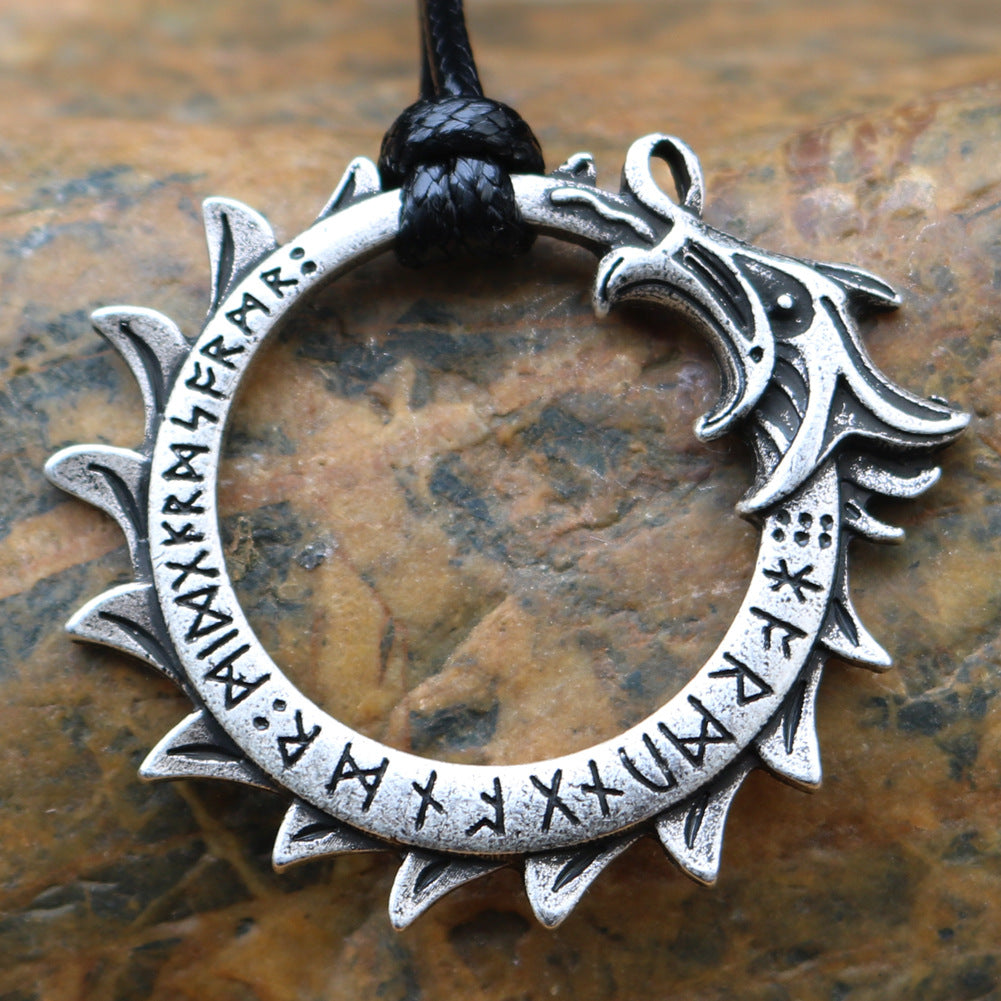 Viking Leader Runa Rune Pendant Men's Alloy Necklace - Norse Legacy Collection