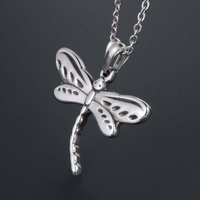 Personalized Titanium Steel Dragonfly Pendant Necklace - Trendy Fashion Jewelry for Men and Women