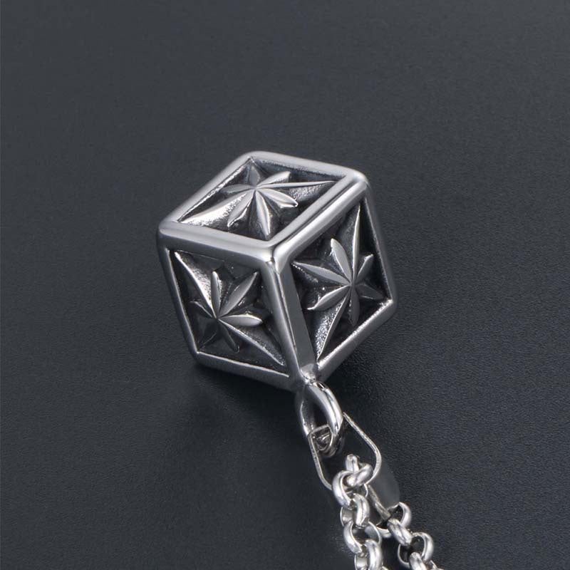 Elegant 3D Star Flower Titanium Steel Pendant Necklace for Men