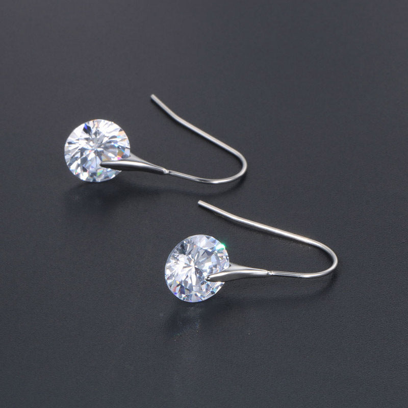 Chic Korean OL Zircon Stud Earrings with Durable Titanium Steel Ear Hooks