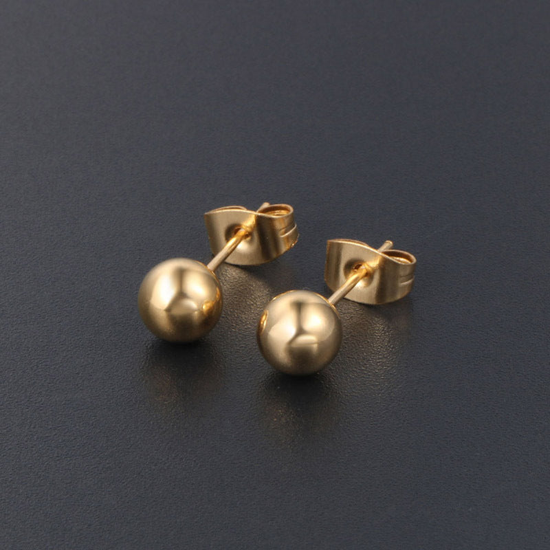 Elegant Titanium Steel Stud Earrings - Korean-Inspired Minimalist Earbone Accessories for Men, Small Golden Bean Wholesale