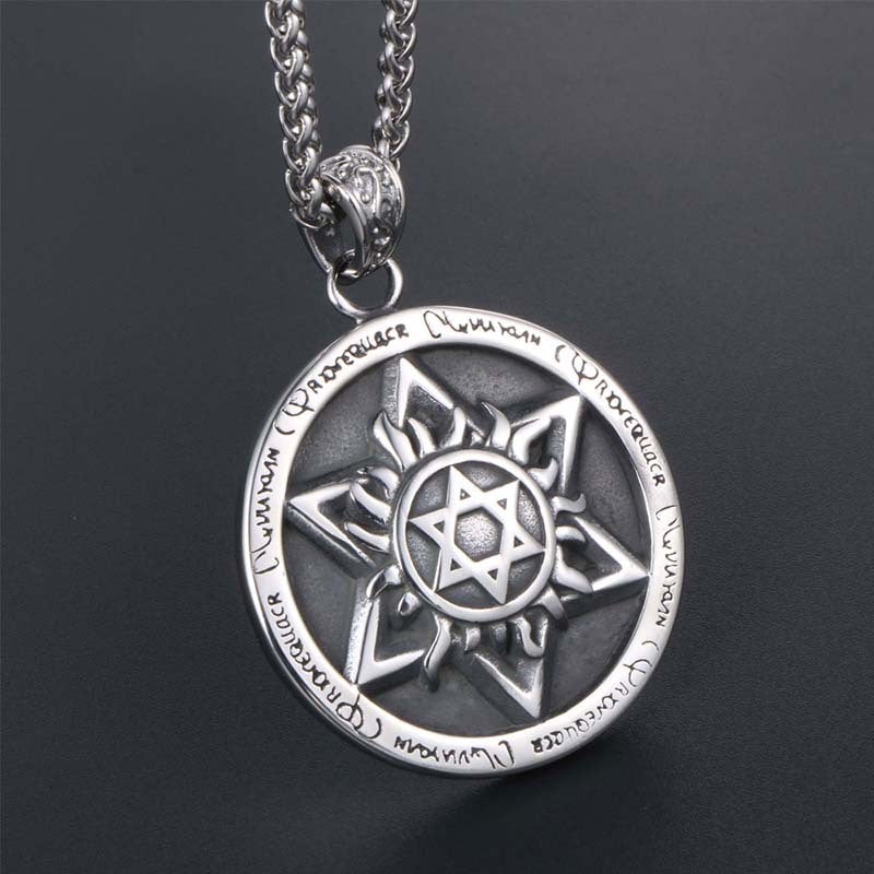 Trendy Retro Hexagram Pendant Necklace for Men - European and American Hip Hop Style Accessories