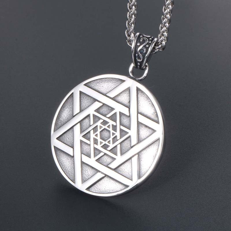 Retro-Inspired Titanium Steel Hexagonal Star Pendant Necklace for Men