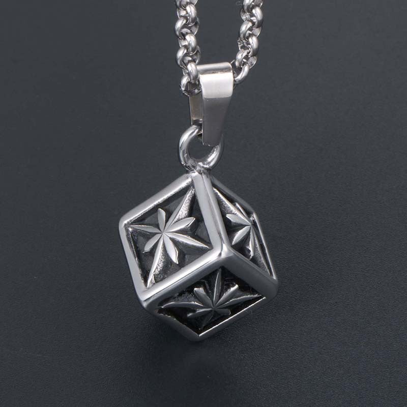 Elegant 3D Star Flower Titanium Steel Pendant Necklace for Men