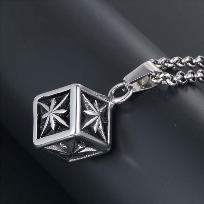 Elegant 3D Star Flower Titanium Steel Pendant Necklace for Men