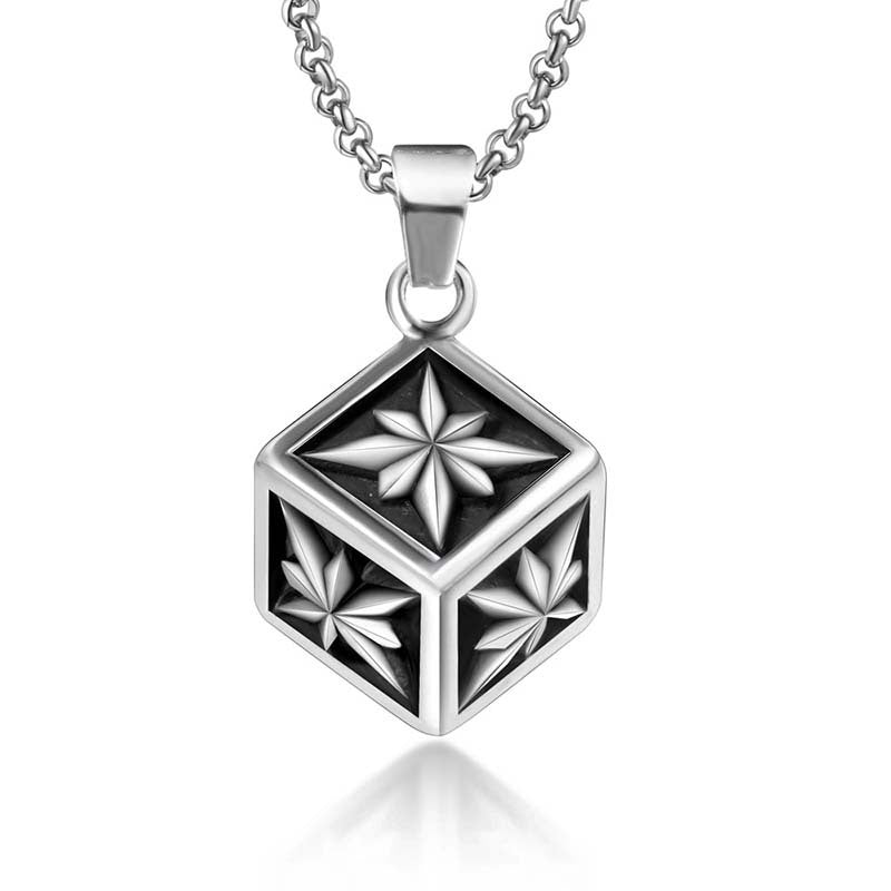 Elegant 3D Star Flower Titanium Steel Pendant Necklace for Men