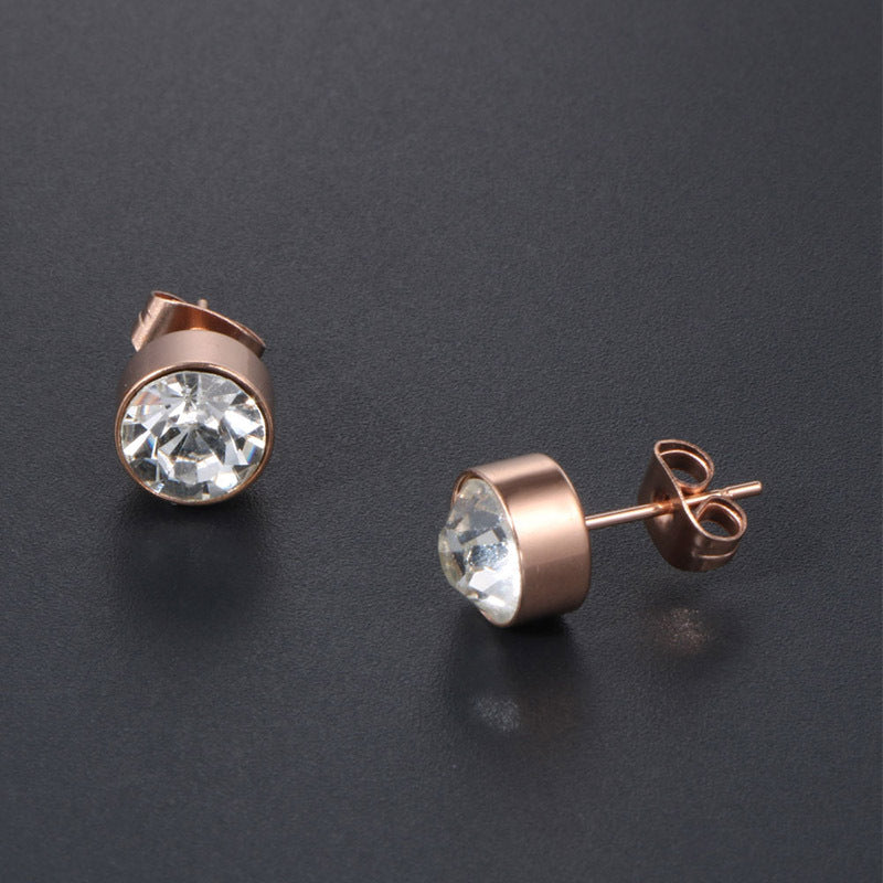 Titanium Steel Rose Gold Stud Earrings for Men - Elegant Wholesale Accessories