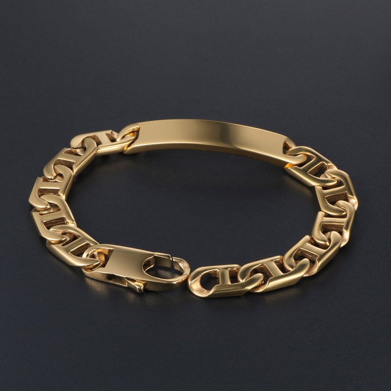 Stylish Korean Gold-Plated Titanium Steel Bracelet for Men - Customizable Trend Accessory