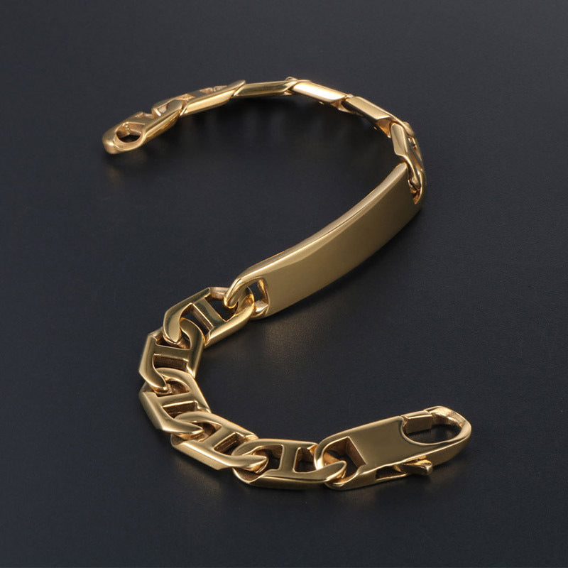 Stylish Korean Gold-Plated Titanium Steel Bracelet for Men - Customizable Trend Accessory