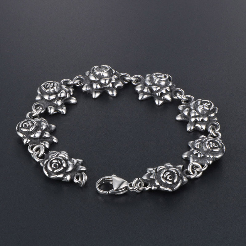 Retro Old Rose Personalized Titanium Steel Bracelet for Fashion-Forward Individuals