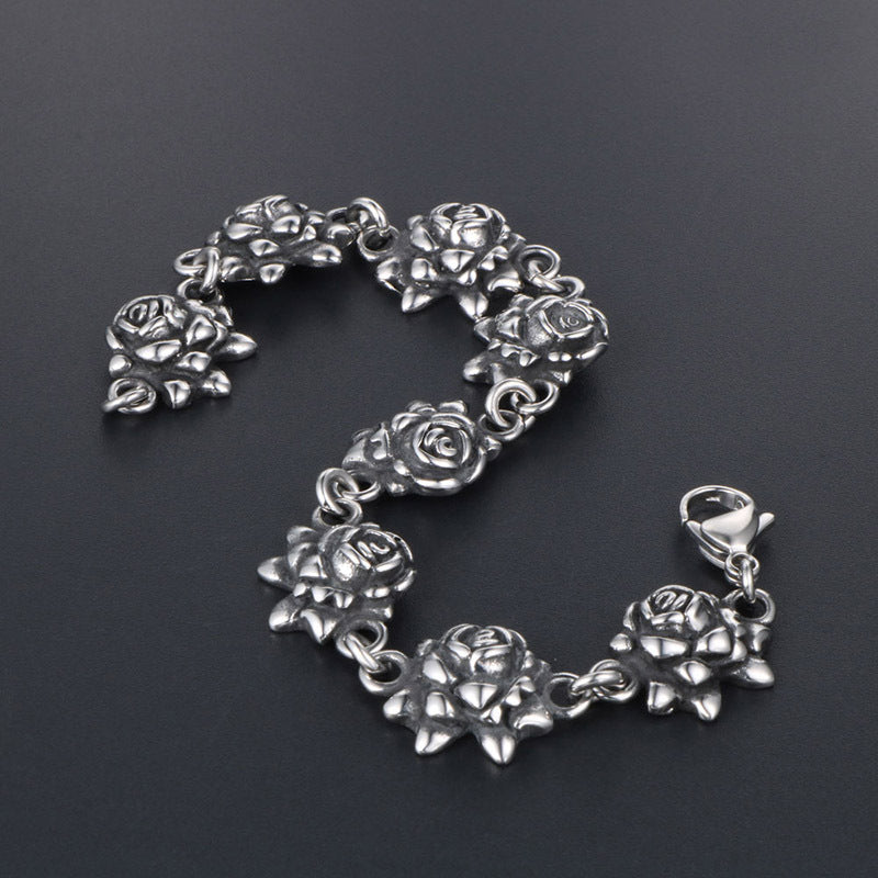 Retro Old Rose Personalized Titanium Steel Bracelet for Fashion-Forward Individuals