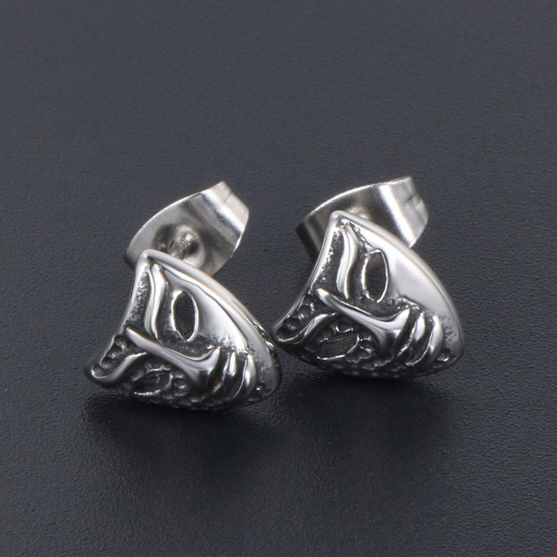 Personalized Retro Mask Titanium Steel Stud Earrings for Unisex - Trendy Wholesale Fashion Accessory