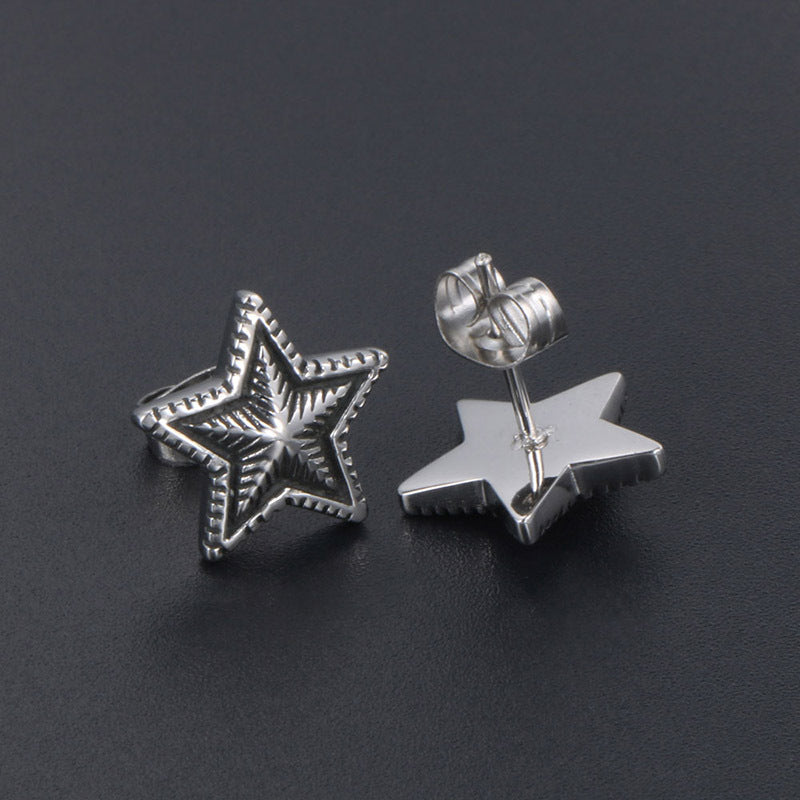 Vintage-Inspired Titanium Steel Star Earrings - Unisex Jewelry from Japan & South Korea, Ideal Gift for Everyone