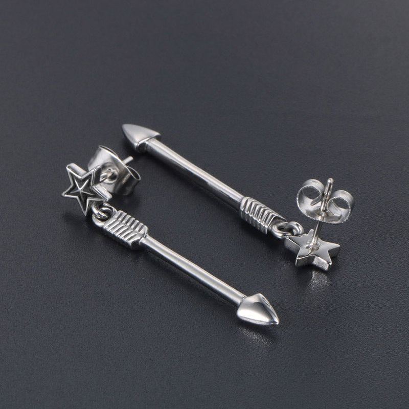 Trendy Personalized Titanium Steel Star Sword Earrings for Youth