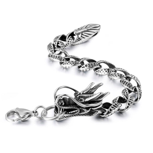 Titanium Steel Vintage Dragon Bracelet - Bold Hip Hop Fashion Statement for Men