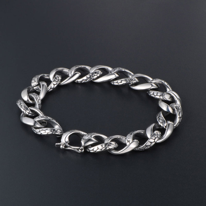 Gothic Snake Design Titanium Steel Men's Bracelet - Vintage Wholesale Jewelry